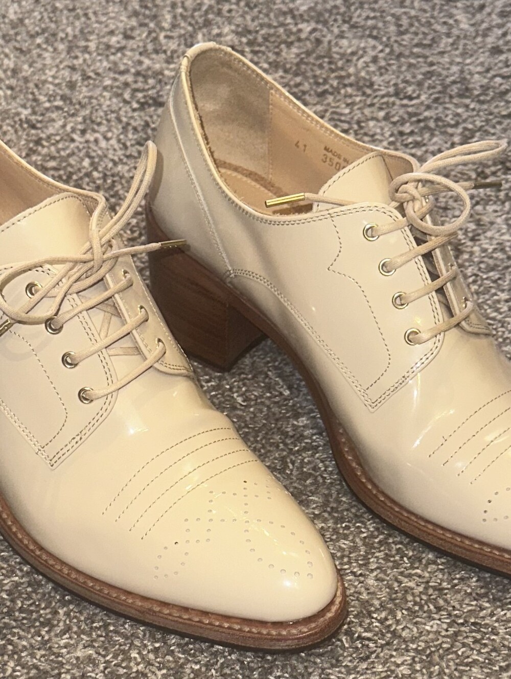 Angela Scott Patent Leather Lace-Up Heeled Oxfords - Picture 5 of 9